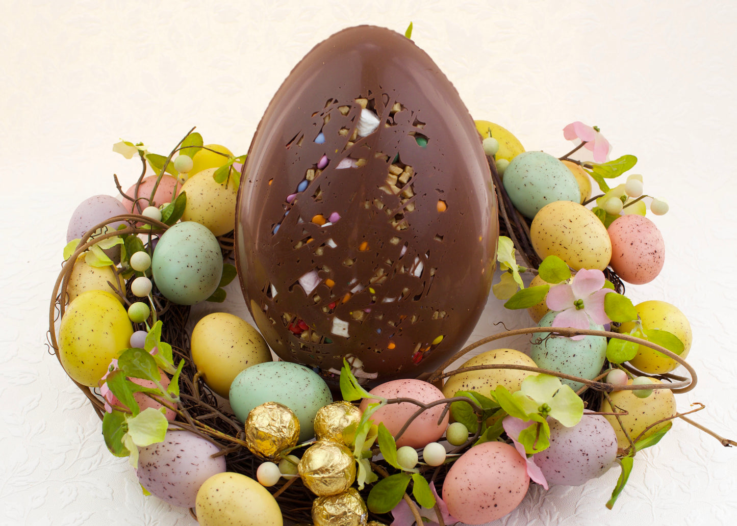 500g Milk Chocolate Rocky Road Hand Made Egg with Honeycomb Pieces