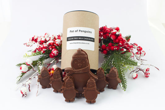 Sugar Free Milk Chocolate Pot of Penguins