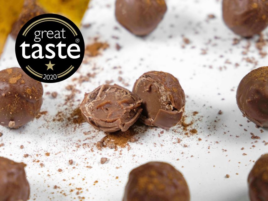image show the ganache centre of a Norfolk Apple dairy cream truffle