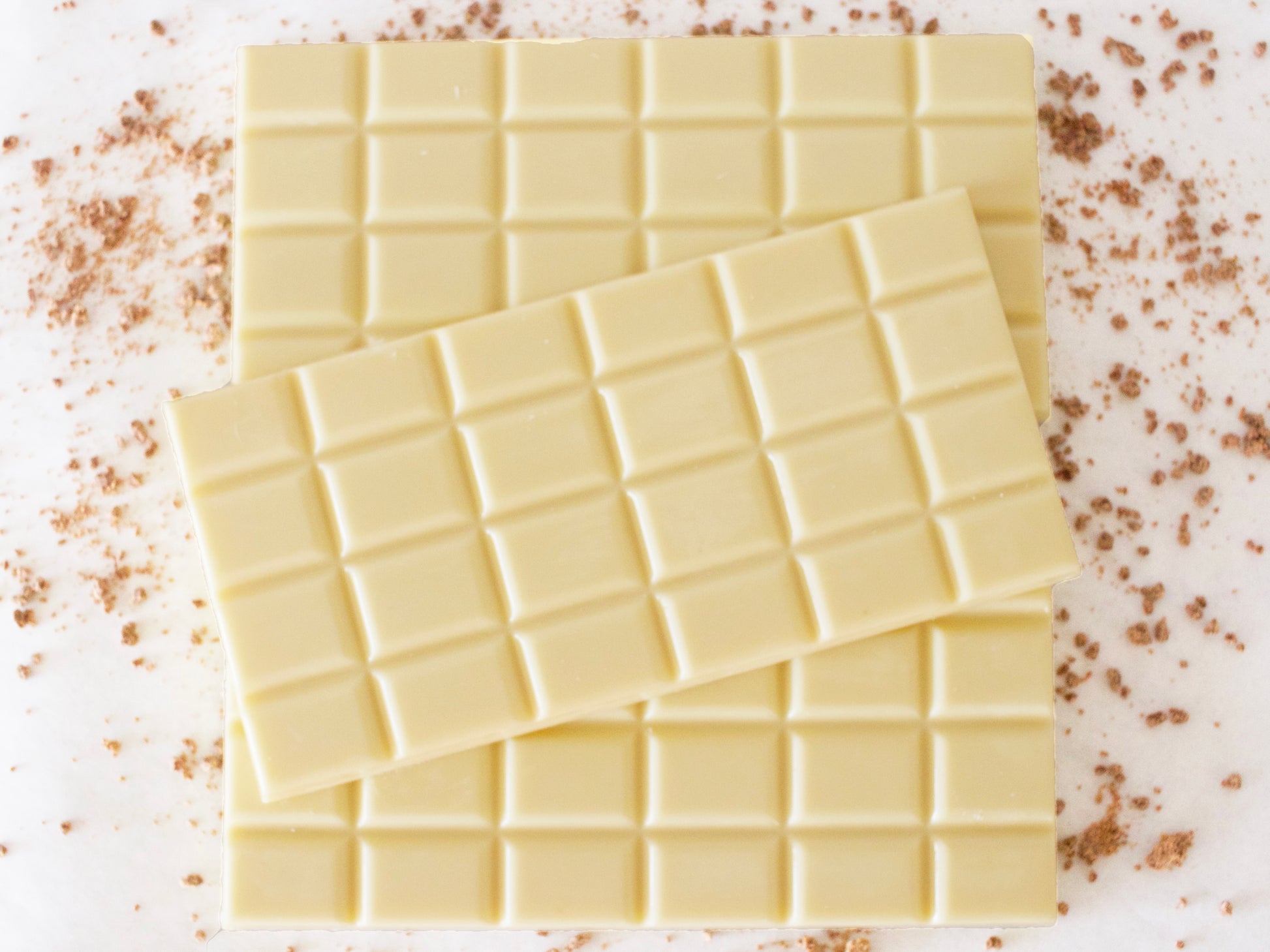 image shows 3, 100g hand made white sugar free chocolate bars