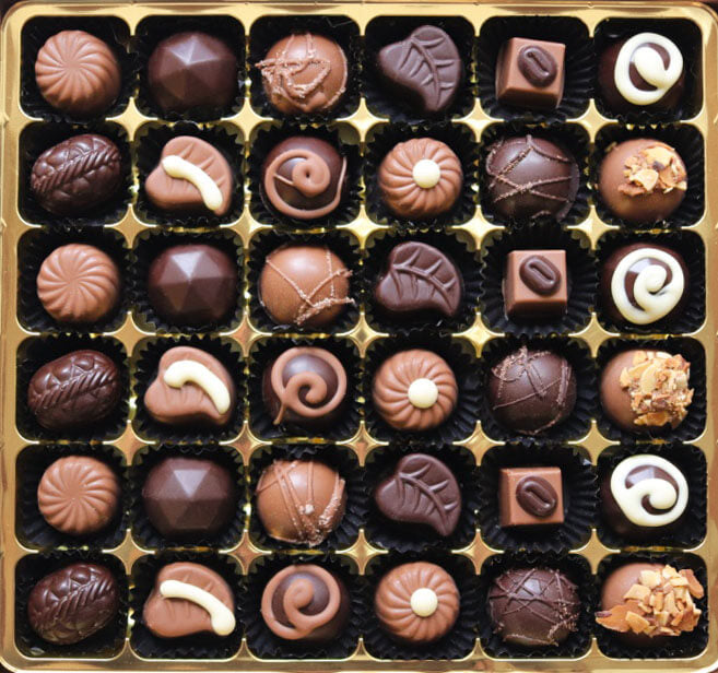 image shows a box of 36 dairy cream sugar fee truffles