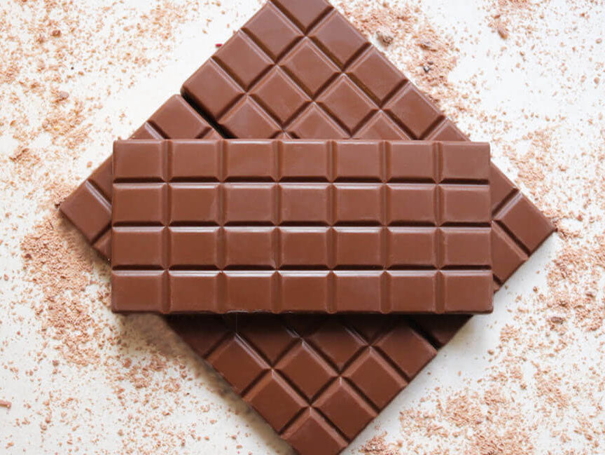 image shows 3, 100g hand made, sugar free milk chocolate bars