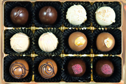 image shows box of 12 sugar free filled chocolates Collection
