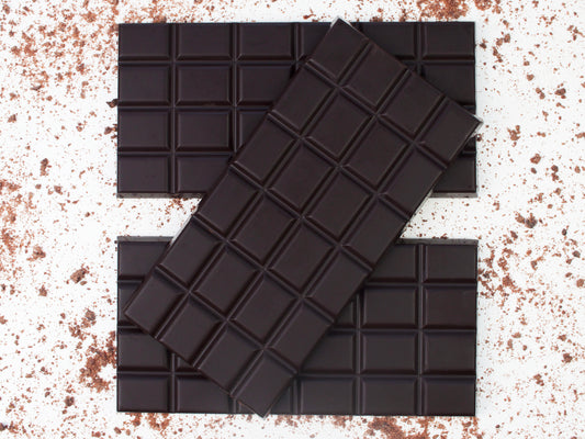 image shows 3, 100g  100% cocoa chocolate bars.