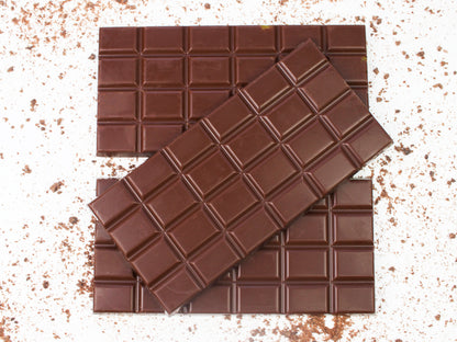 image shows 3, 100g hand made vegan milk chocolate bars